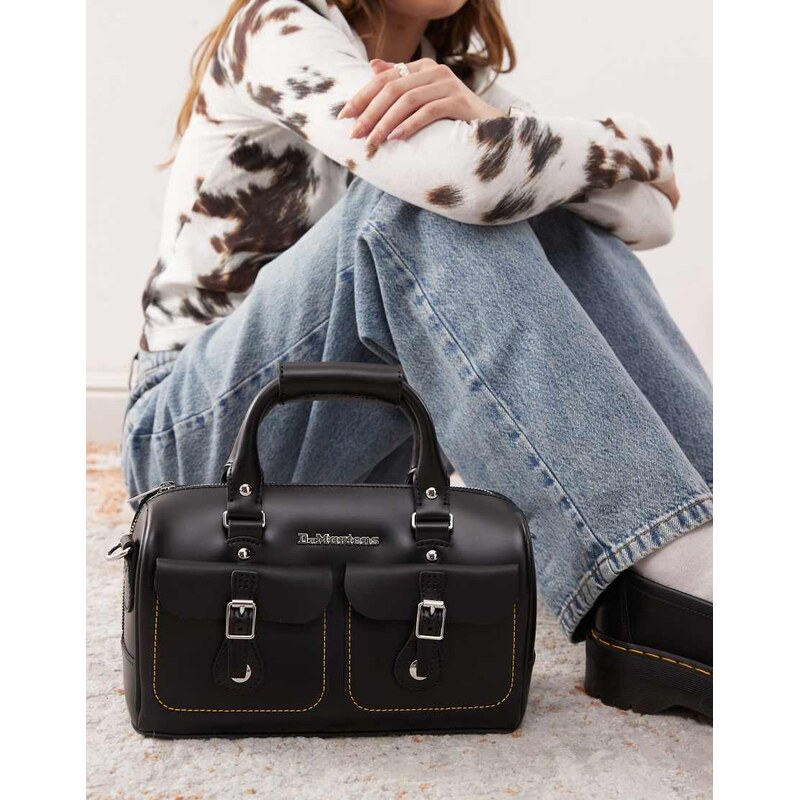 Dr Martens top handle contrast stitch detail bag in black