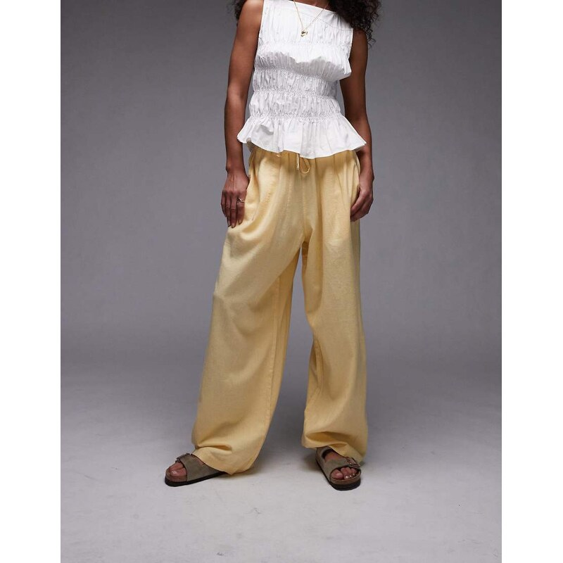 Topshop linen balloon trouser in yellow 106400661
