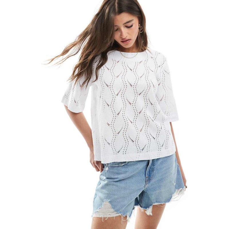Object textured drop shoulder t-shirt in white 104899564