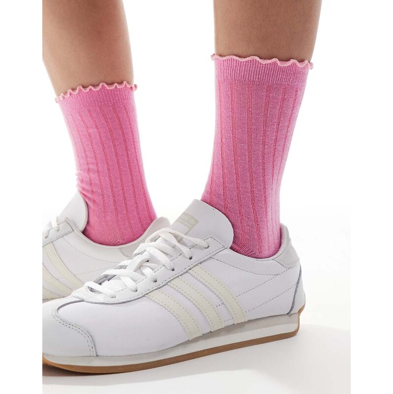 Vero Moda ribbed frill socks in lavendar melange-Purple