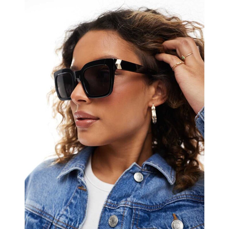 Pieces rectangle frame sunglasses in black