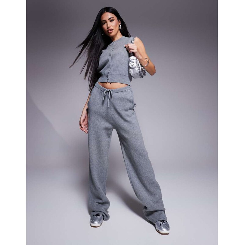 The Couture Club co-ord relaxed knit joggers in grey marl 106168230