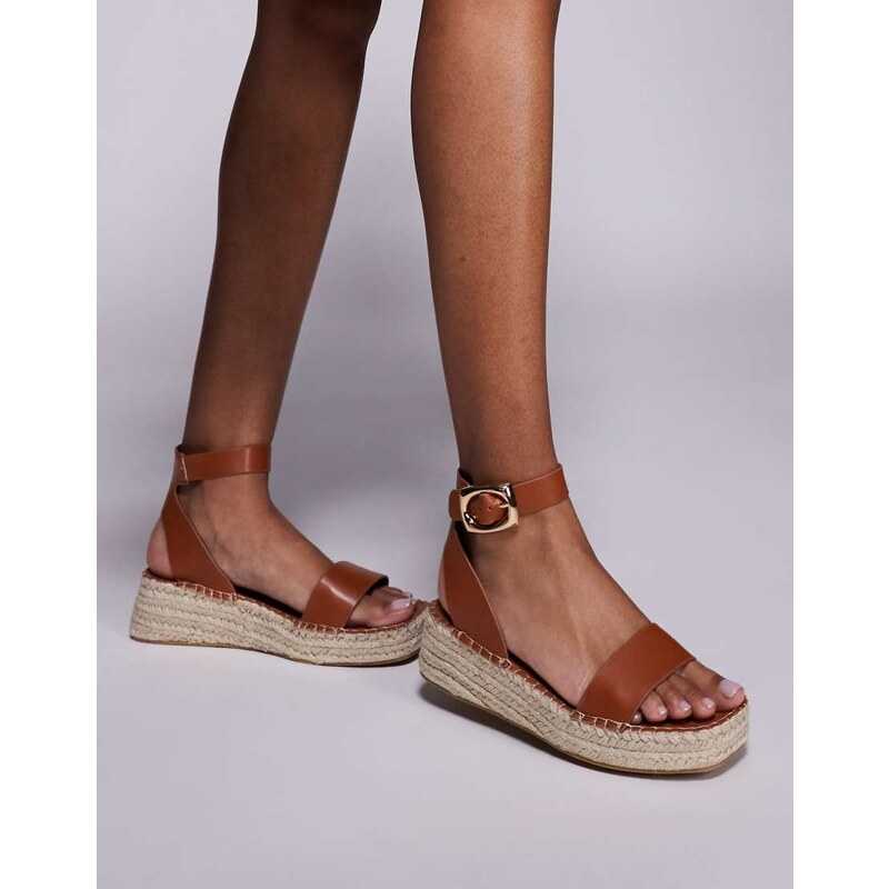 South Beach linen two part espadrille sandals in tan-Brown 114088370