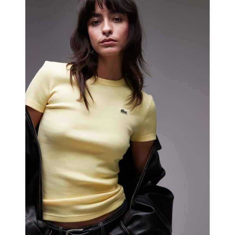 Lacoste ribbed tee in yellow