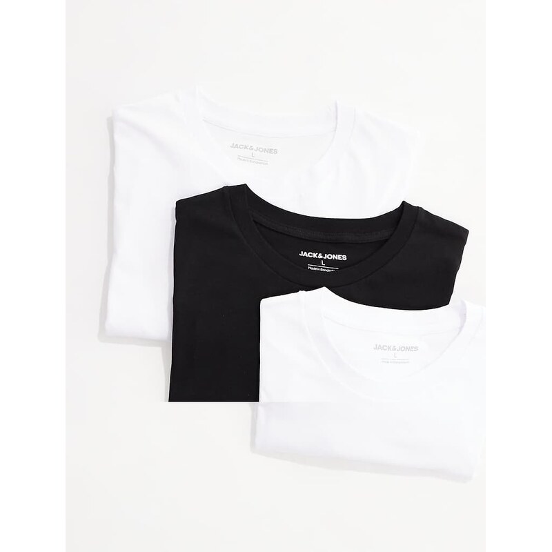 Jack & Jones oversize t-shirt 3 pack in white & black-Multi