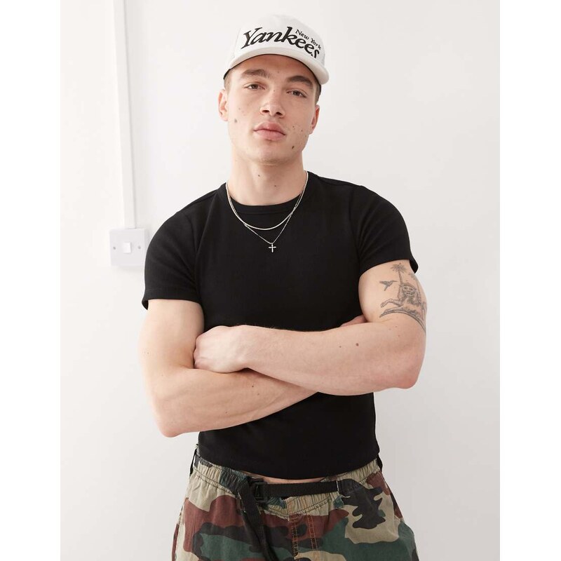 COLLUSION Ribbed t-shirt in black