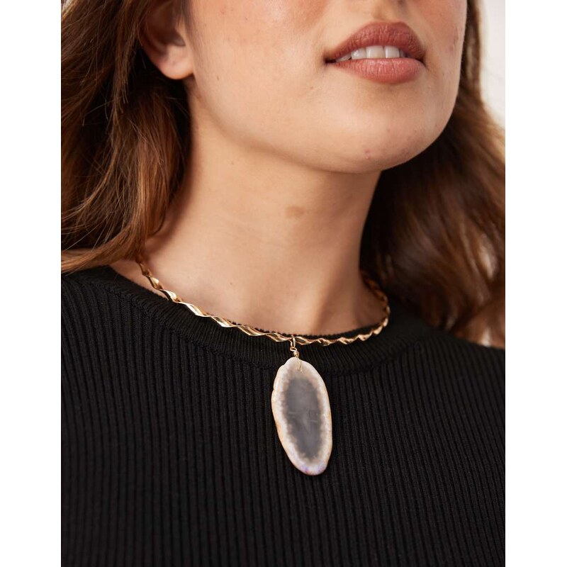 ASOS DESIGN Limited Edition torque choker necklace with semi precious 104912978