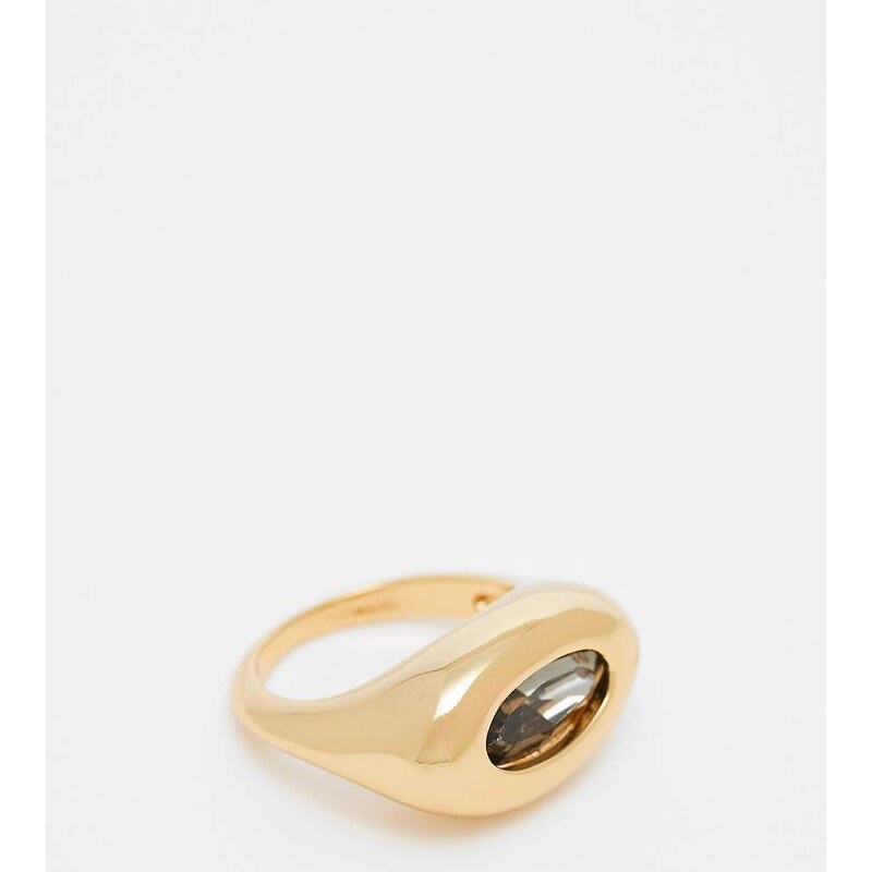 ASOS DESIGN 14k gold plated ring with faux smoky quartz 115730547