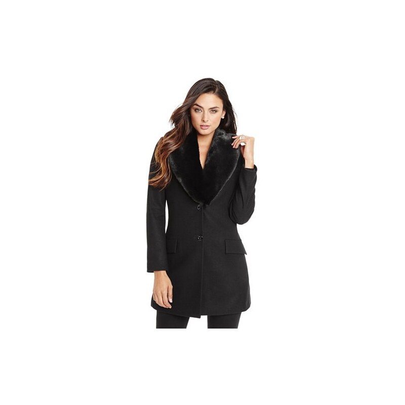 Kabát Guess by Marciano Jei Faux-Fur Collar Coat