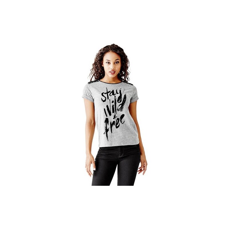 Triko Guess Stay Wild Flocked Tee