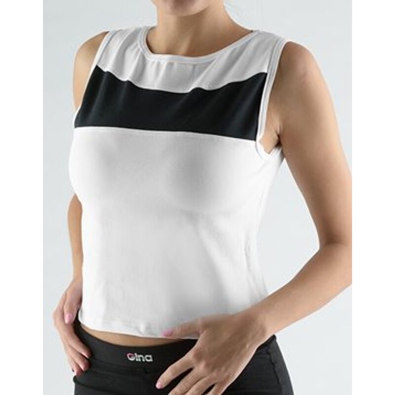 GINA Dámský top tílko, širší ramínka, šité 98031P - bílá černá