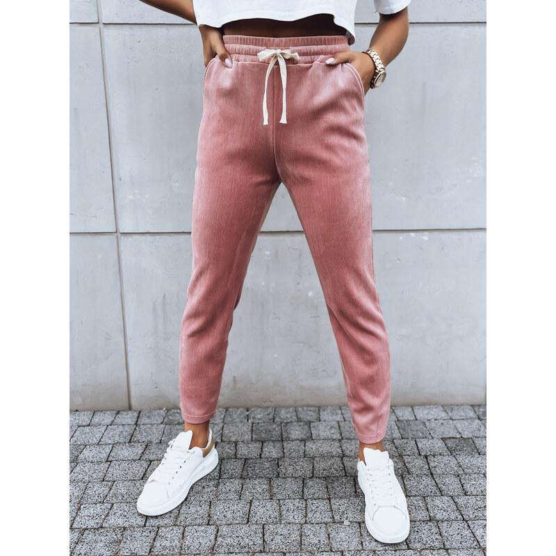 BASIC Růžové manšestrové tepláky ASTRO Růžová 85394164