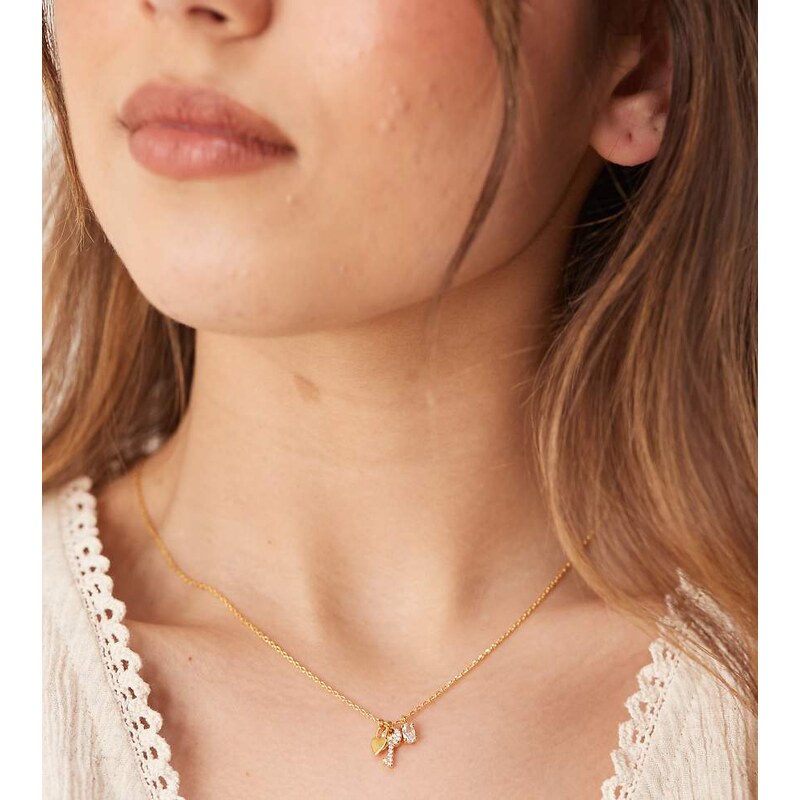 Orelia charm cluster necklace in 18k gold plated 104936404