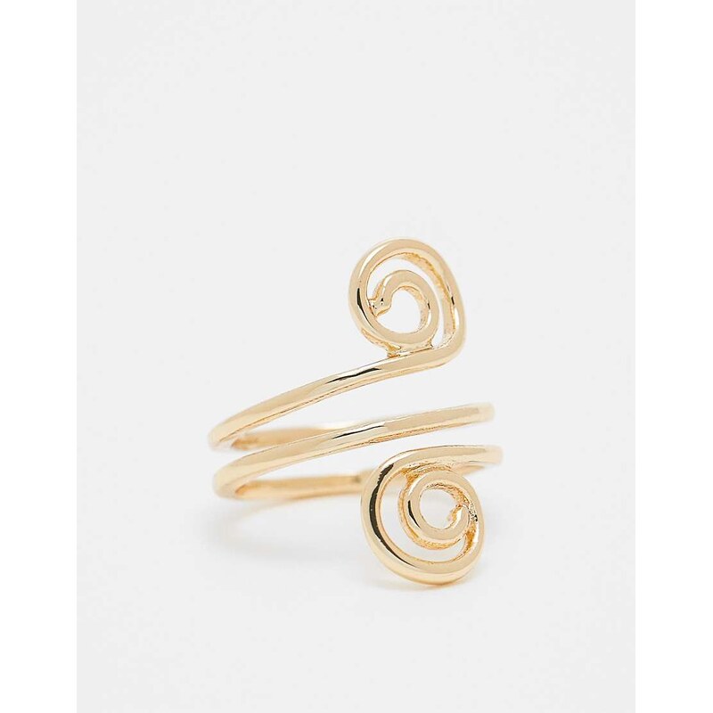 ASOS DESIGN ring with double swirl detail in gold tone 104939614