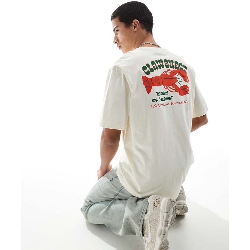 ONLY & SONS oversized fit t-shirt with claw shack back print in