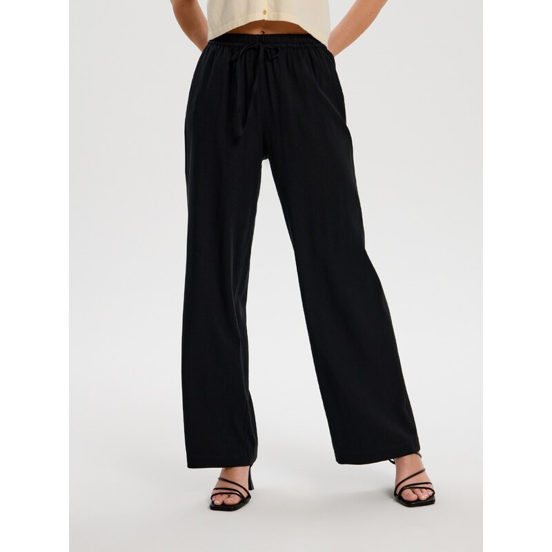 Sinsay - Kalhoty wide leg - černá 104537680