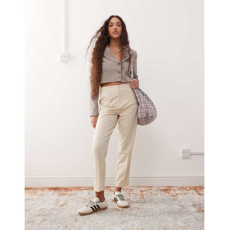 Miss Selfridge essentials cigarette trouser in beige-Black
