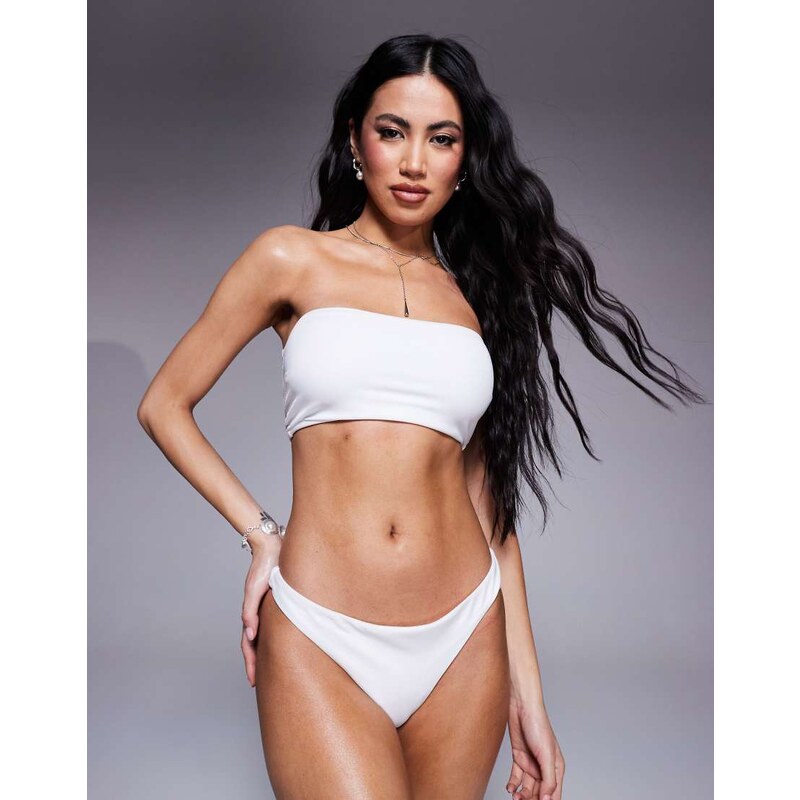 ASOS DESIGN Maya mix and match sleek bandeau bikini top in white 105020199