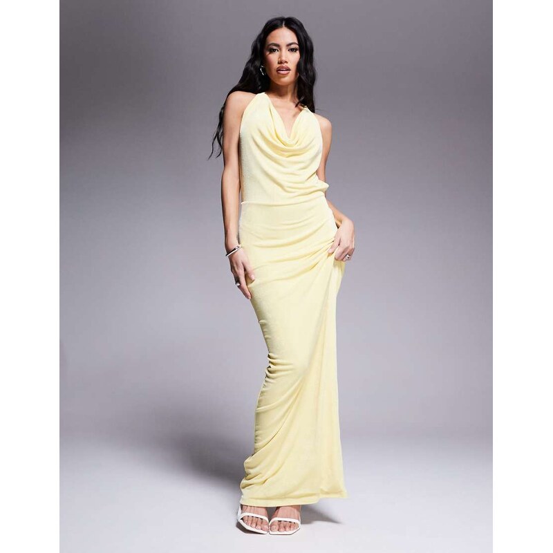Aria Cove double layered slinky deep cowl neck open tie back maxi 104951810