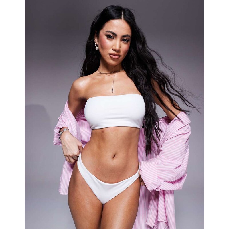 ASOS DESIGN Maya mix and match high leg thong bikini bottom in white 115511020