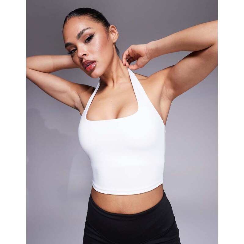4505 halter neck performance vest with inner bra in white 105364385