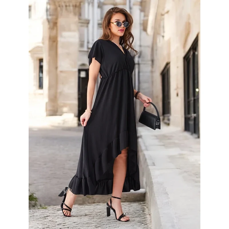 Resti Womens midi dress with an asymmetrical hem
