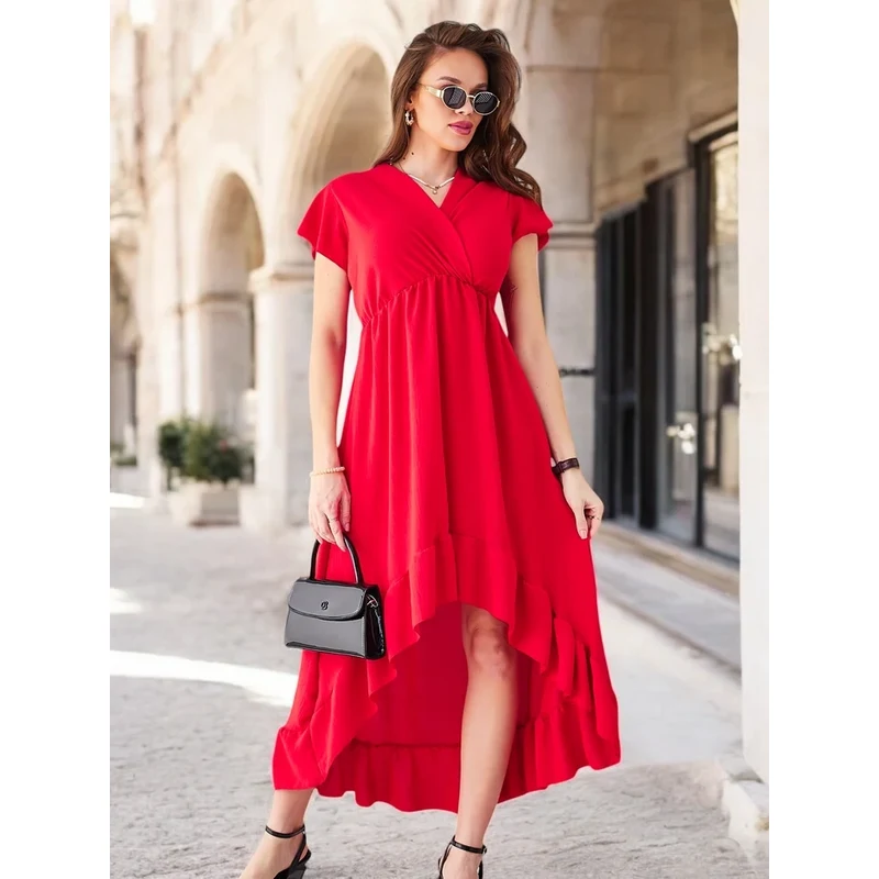 Resti Womens midi dress with an asymmetrical hem