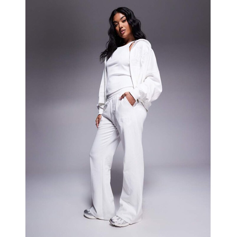 Kaiia cotton blend embroidered logo wide leg jogger co-ord in