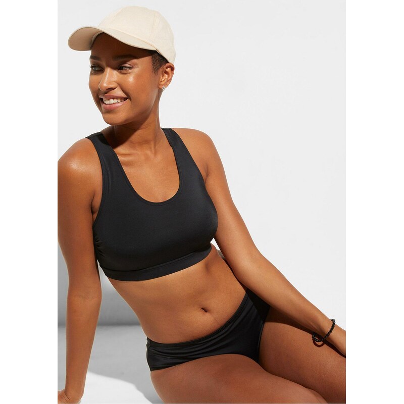bonprix Bikinový podprsenkový top s nastavitelným pásem pod prsy černá 69915555