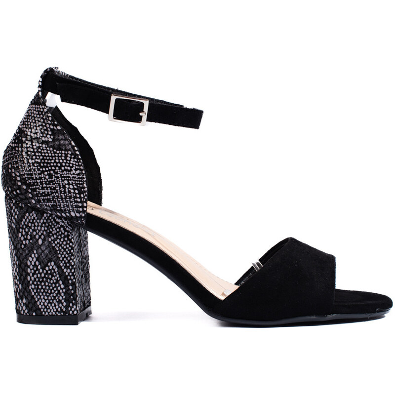SERGIO LEONE Elegant suede black sandals for women 92925751