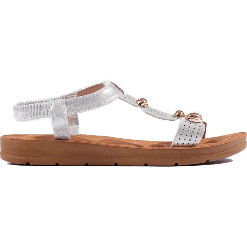 Shelvt Womens silver sandals with embellishments 107077585