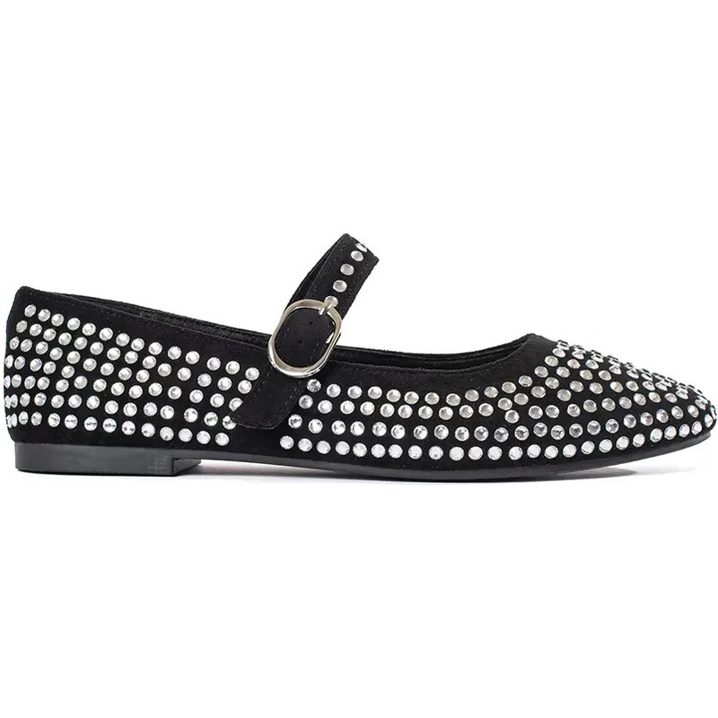 Shelvt Black womens ballerinas with quarters 107078141