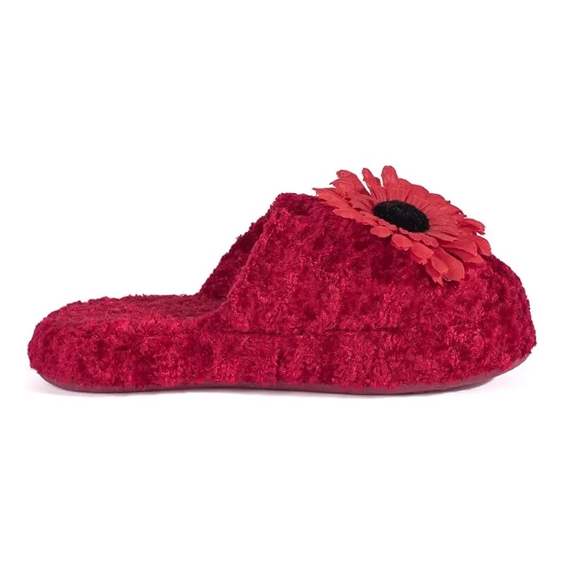 Shelvt Red childrens slippers with a decorative flower 107098741
