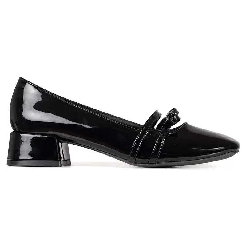 GOODIN Black patent leather pumps with low heels 107083116