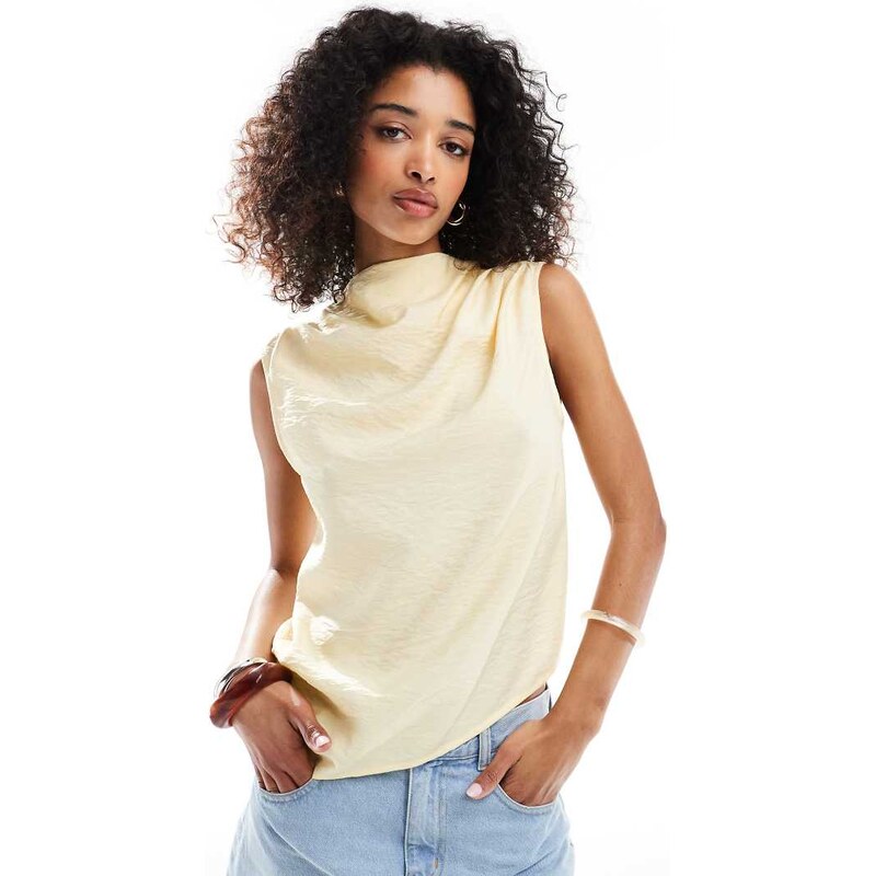 ASOS DESIGN drapey asymmetric sleeveless top in yellow 104960558