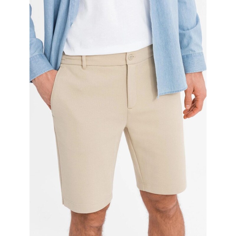 Ombre Clothing Pískové jednobarevné šortky V3 SRCS-0169