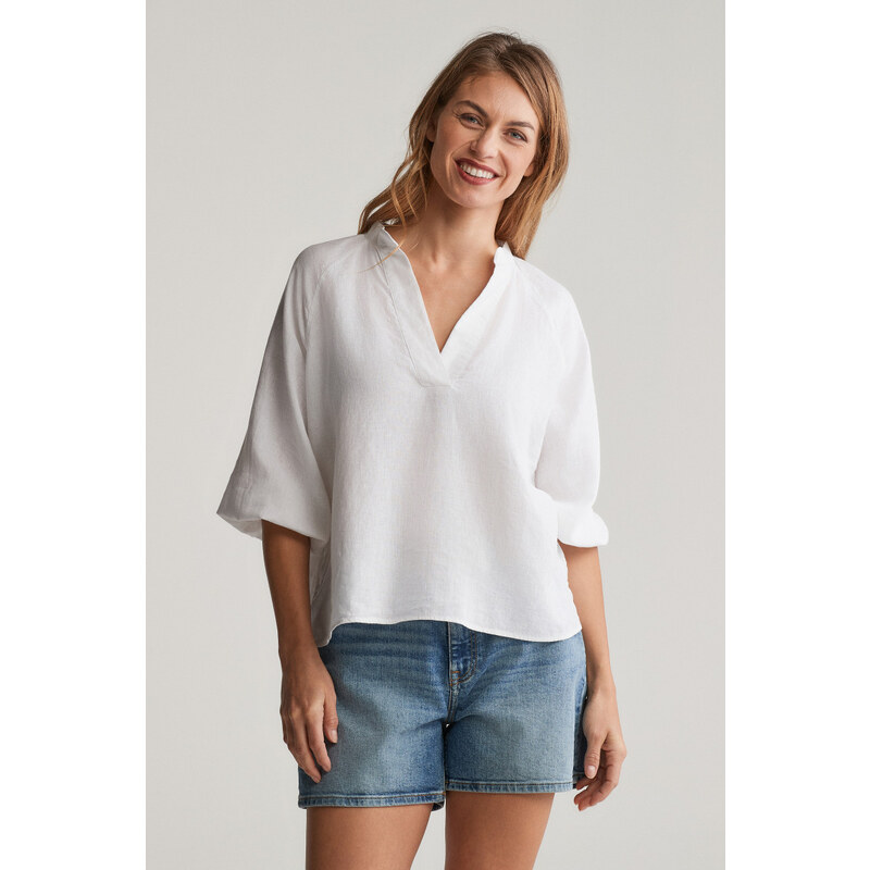 HALENKA GANT LINEN SS BLOUSE WHITE