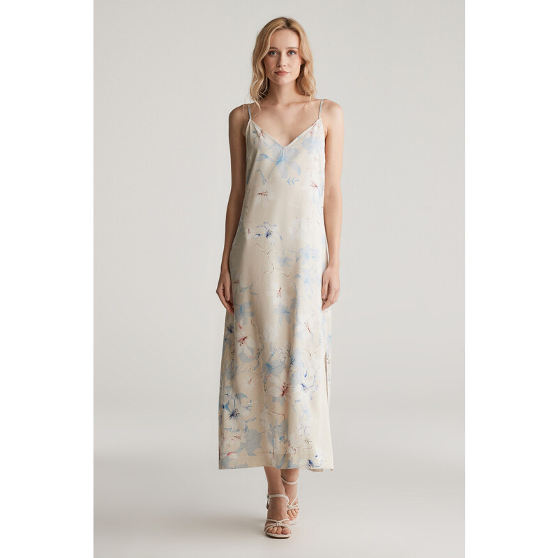 ŠATY GANT FLORAL PRINT SLIP DRESS PUTTY