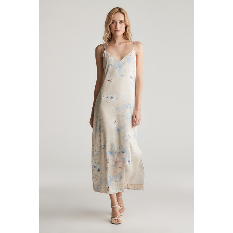 ŠATY GANT FLORAL PRINT SLIP DRESS PUTTY