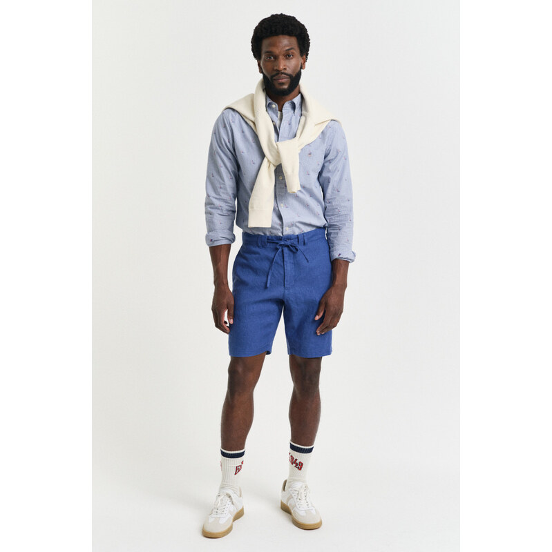 ŠORTKY GANT RELAXED LINEN DS SHORTS RICH BLUE