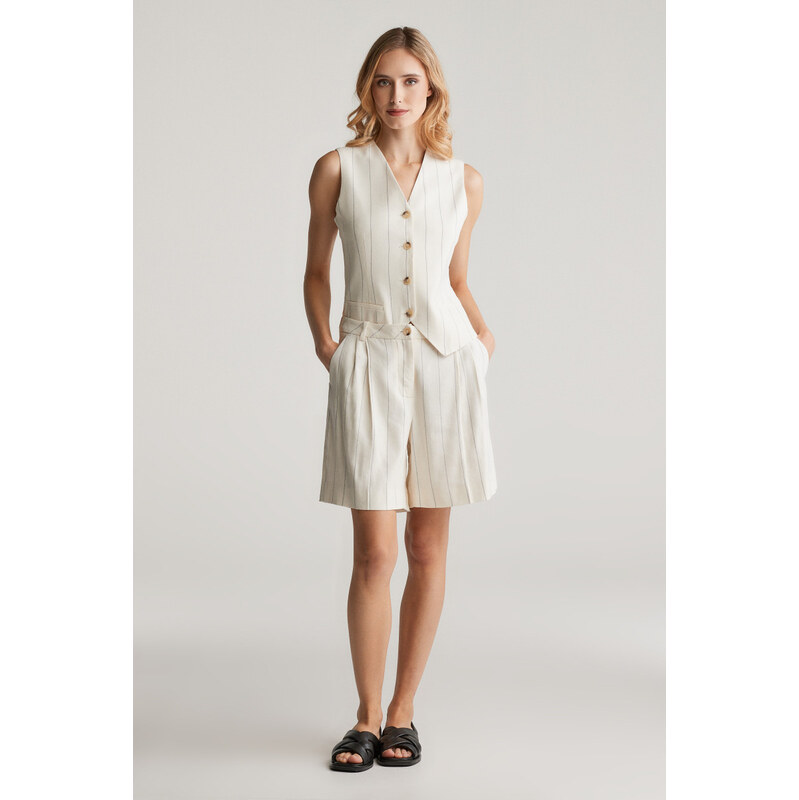 ŠORTKY GANT PINSTRIPE LINEN SHORTS EGGSHELL