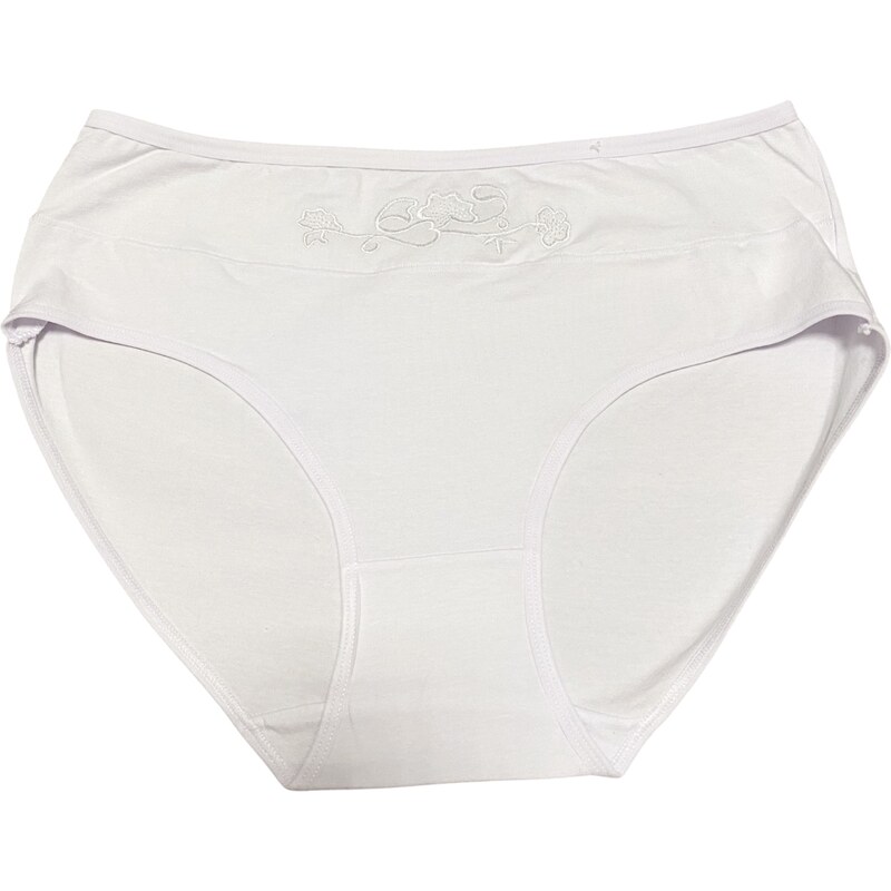 Dámské bavlněné kalhotky Flower VĚTŠÍ VELIKOS - bílá Velikost: