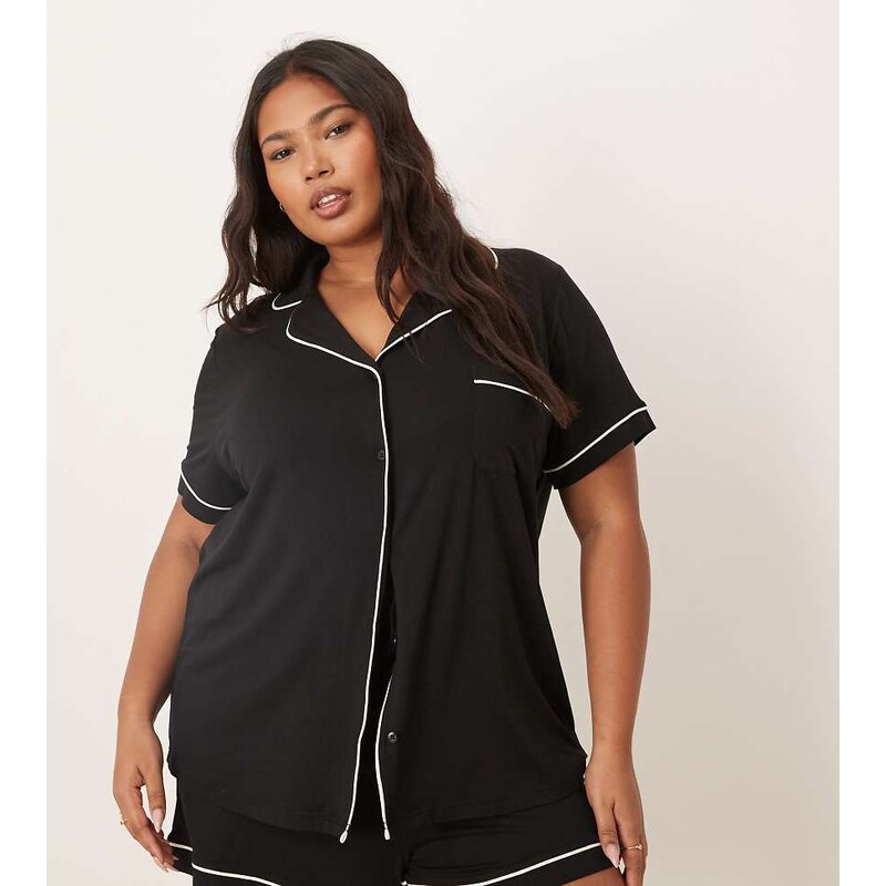 ASOS Curve ASOS DESIGN Curve super soft short sleeve shirt and