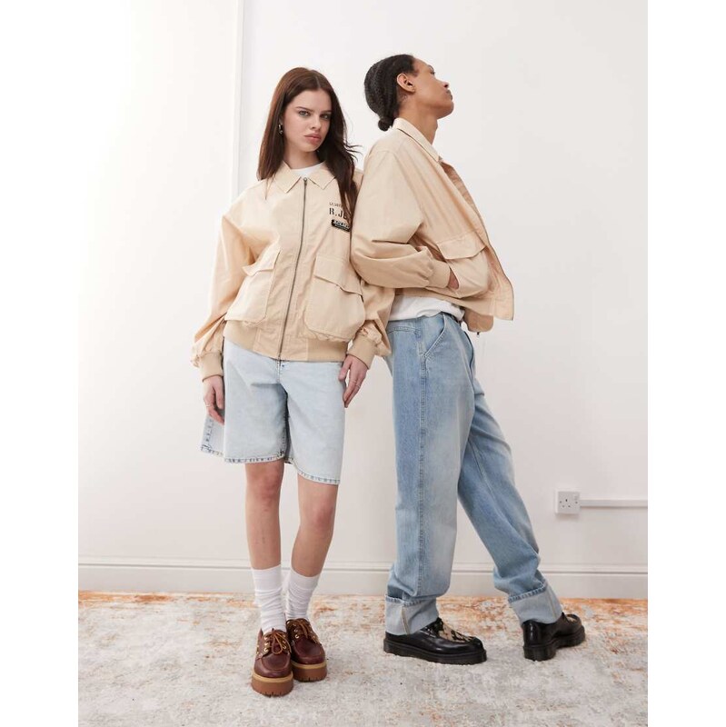 Reclaimed Vintage unisex lightweight harrington bomber jacket in stone 105002621