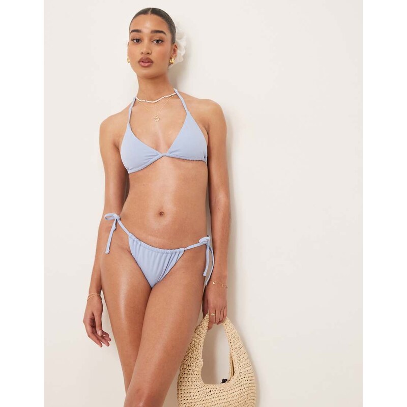 ASOS DESIGN Maya mix and match tie side bikini bottom in blue 105002660