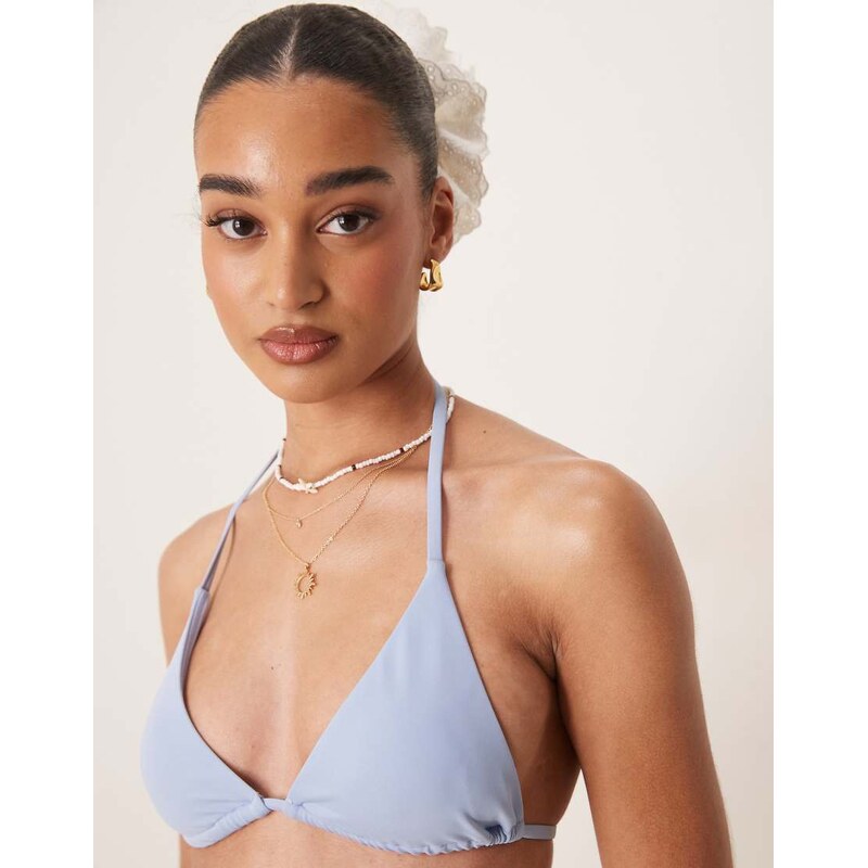ASOS DESIGN Maya mix and match tie back triangle bikini top in blue 105002664