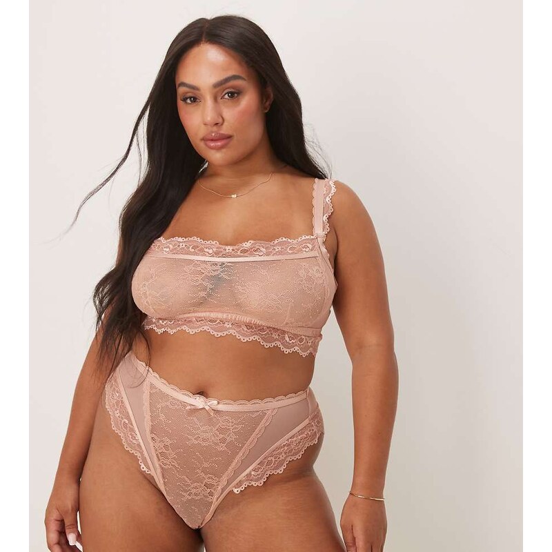 ASOS Curve ASOS DESIGN Curve Ivy all over lace high waist brazilian 105002728