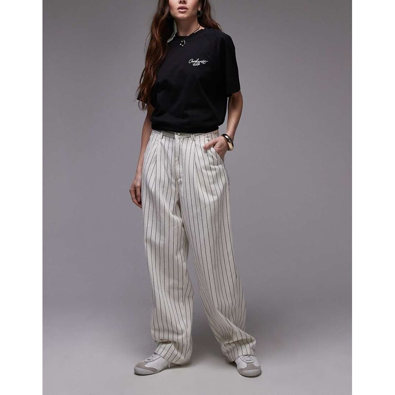 Carhartt WIP straight leg jeans in white & black pinstripe-Navy 105002761