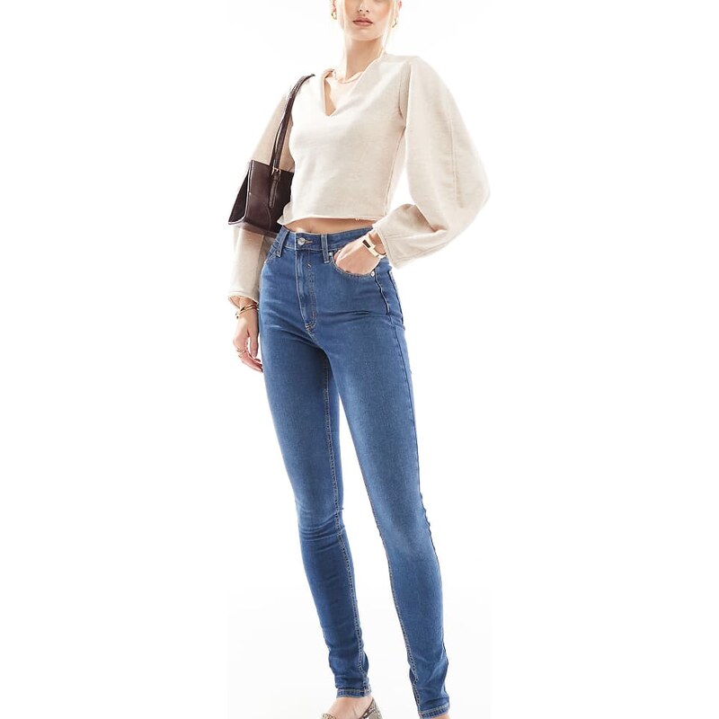 ASOS Tall ASOS DESIGN Tall skinny jeans in mid blue 105006525