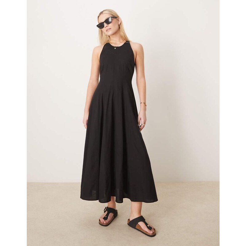 ASOS DESIGN seamed midi dress in black